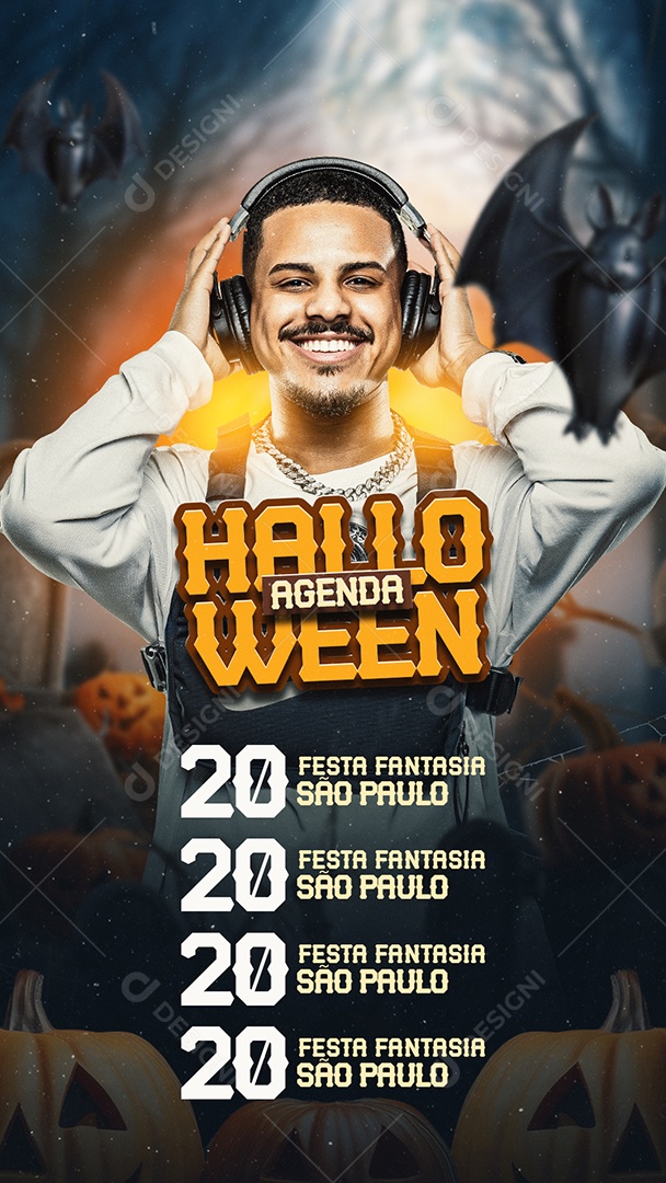 Flyer Halloween Agenda Social Media PSD Editável