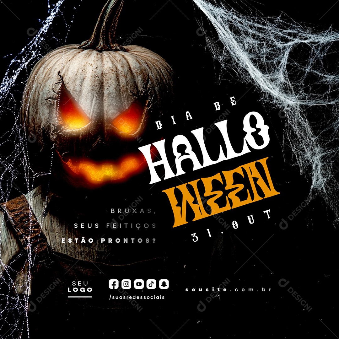 Dia de Halloween 31 de Outubro Social Media PSD Editável