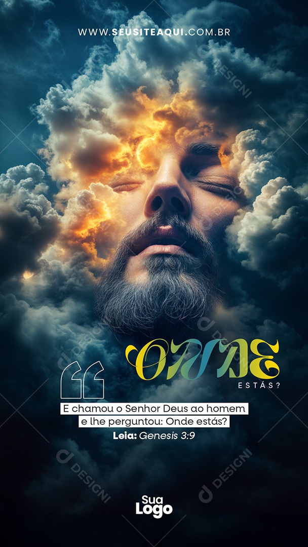 Frase Motivacional Bíblica Social Media PSD Editável