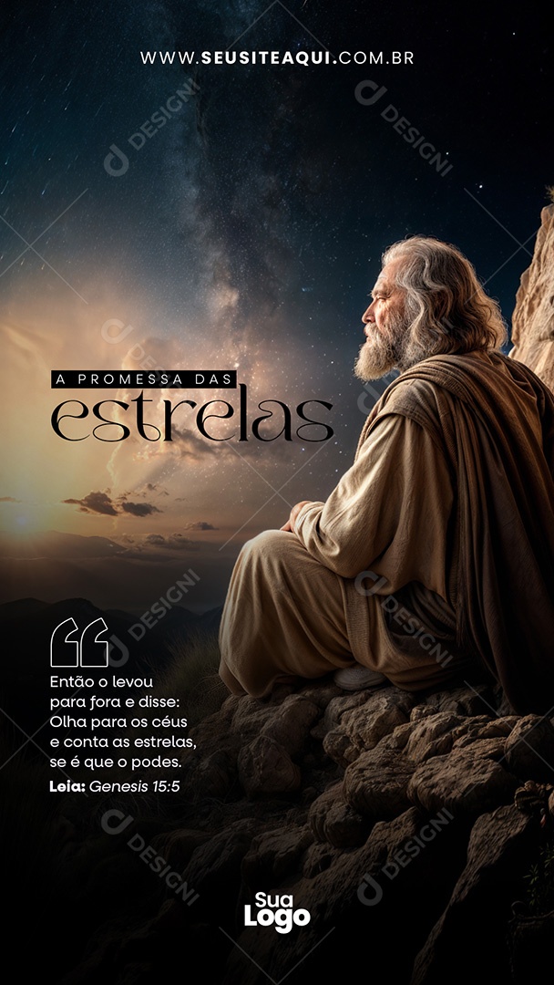 Story a Promessa das Estrelas Frase Motivacional Bíblica Social Media PSD Editável