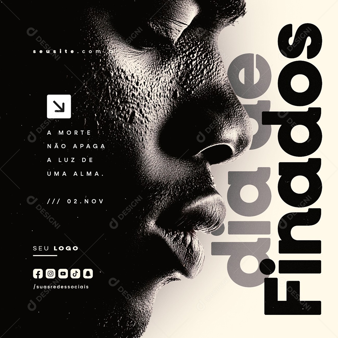 Dia de Finados 02 de Novembro A Morte Não Apaga a Luz Social Media PSD Editável