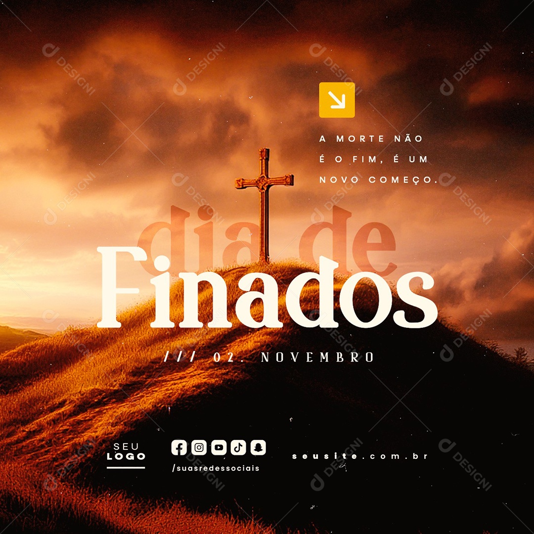 Dia de Finados 02 de Novembro A Morte Não é o Fim Social Media PSD Editável