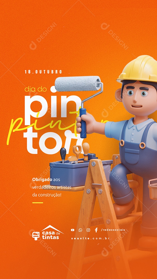 Story Dia do Pintor 18 De Outubro Social Media PSD Editável