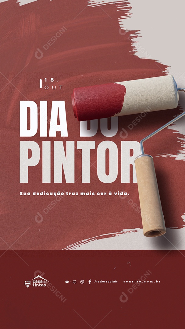 Story Dia do Pintor 18 De Outubro Sua Dedicação Traz Mais Cor à Vida Social Media PSD Editável