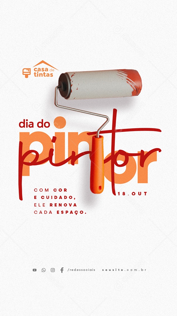 Story Dia do Pintor 18 De Outubro Com Cor e Cuidado Social Media PSD Editável