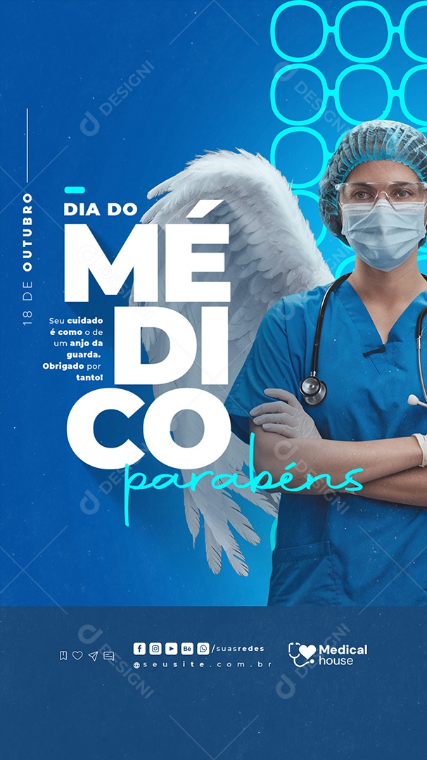 Story Dia do Médico 18 de Outubro Parabéns Social Media PSD Editável
