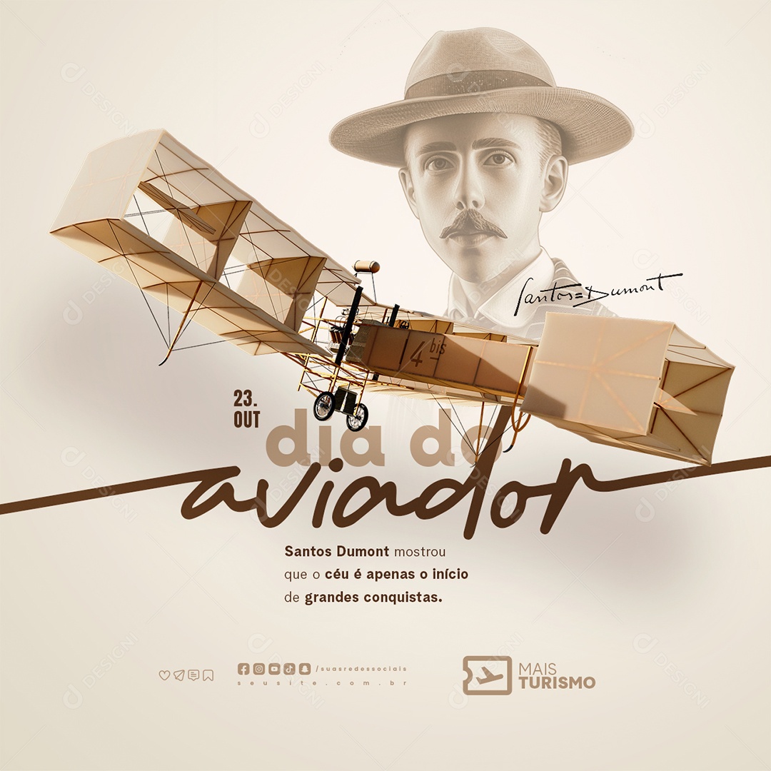 Dia do Aviador 23 de Outubro Social Media PSD Editável