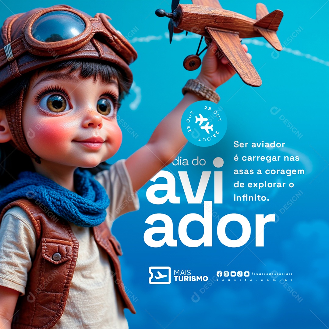 Social Media Dia do Aviador 23 de Outubro PSD Editável