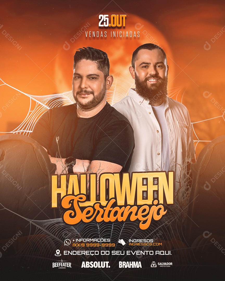 Flyer Halloween Sertanejo Shows Social Media PSD Editável