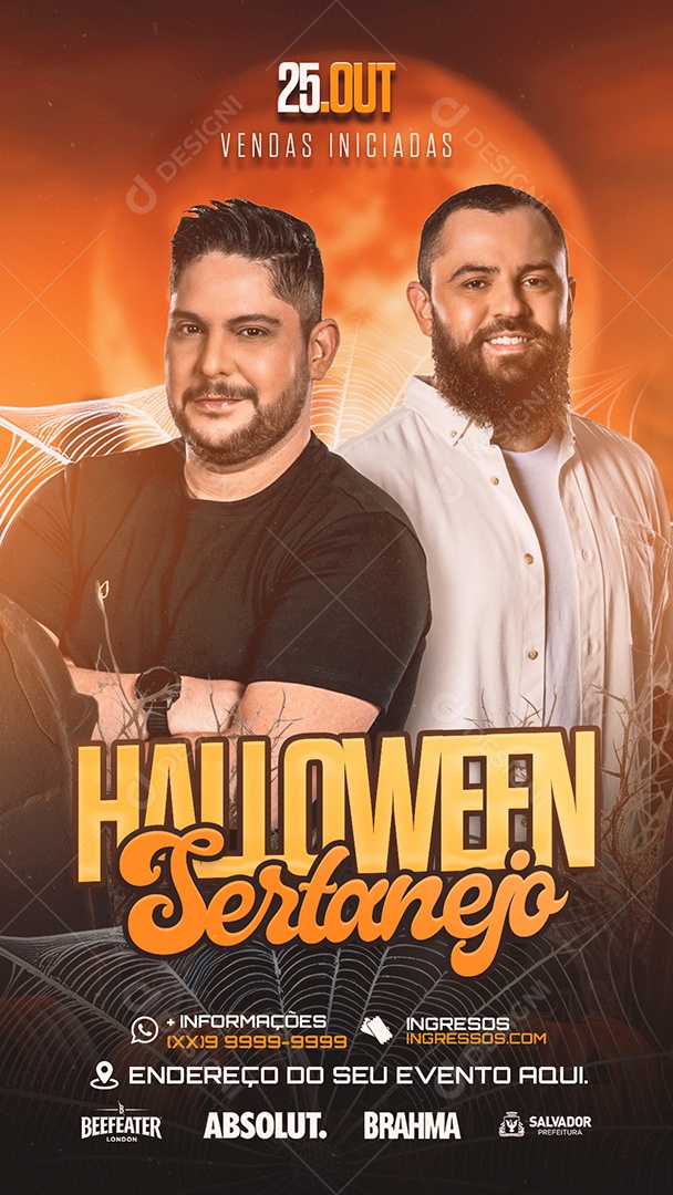 Flyer Halloween Sertanejo Shows Social Media PSD Editável