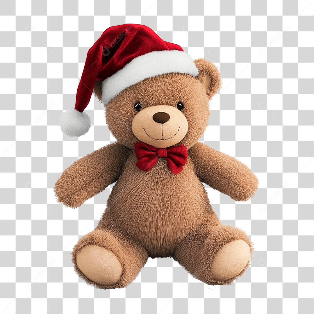 Ursinho com Gorro de Natal PNG Transparente