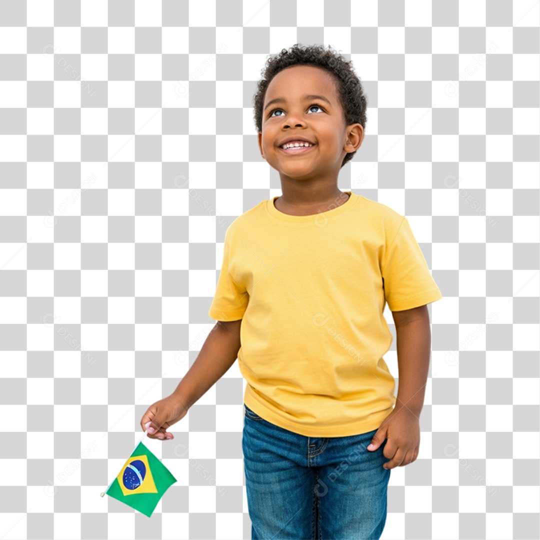 Criança com Camisa Amarela Dia da Proclamação da Republica PNG Transparente