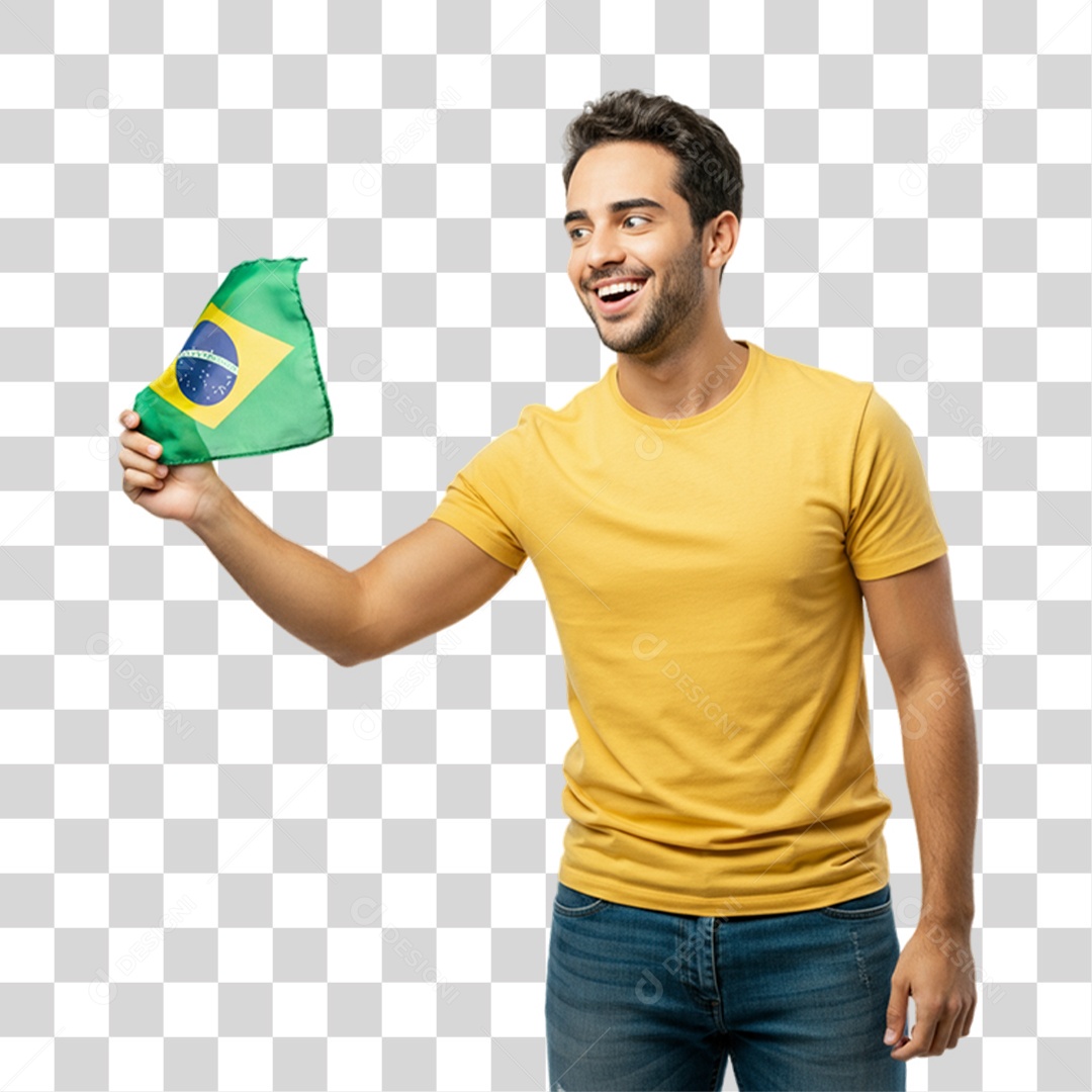 Homem com Camisa Amarela Dia da Proclamação da Republica PNG Transparente