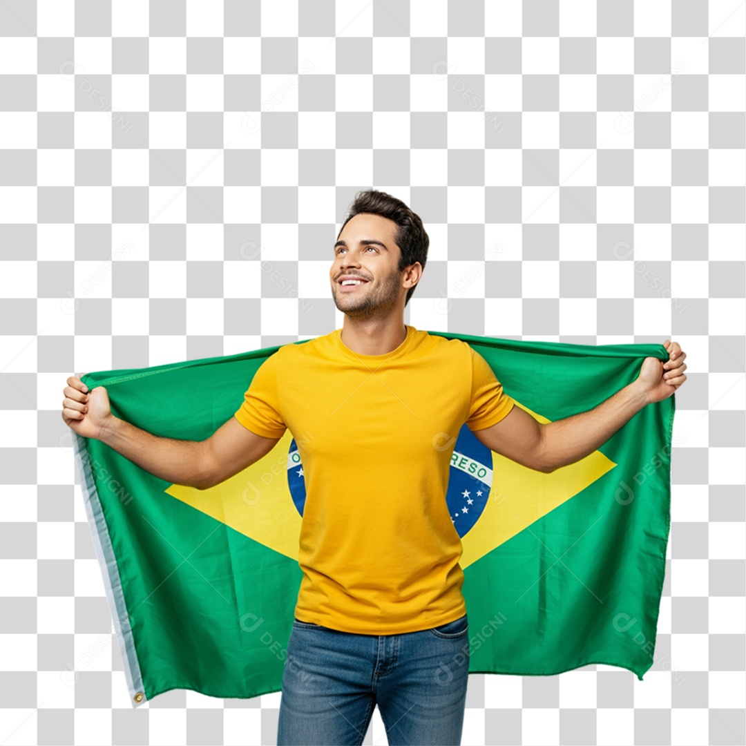Homem com Camisa Amarela Dia da Proclamação da Republica PNG Transparente