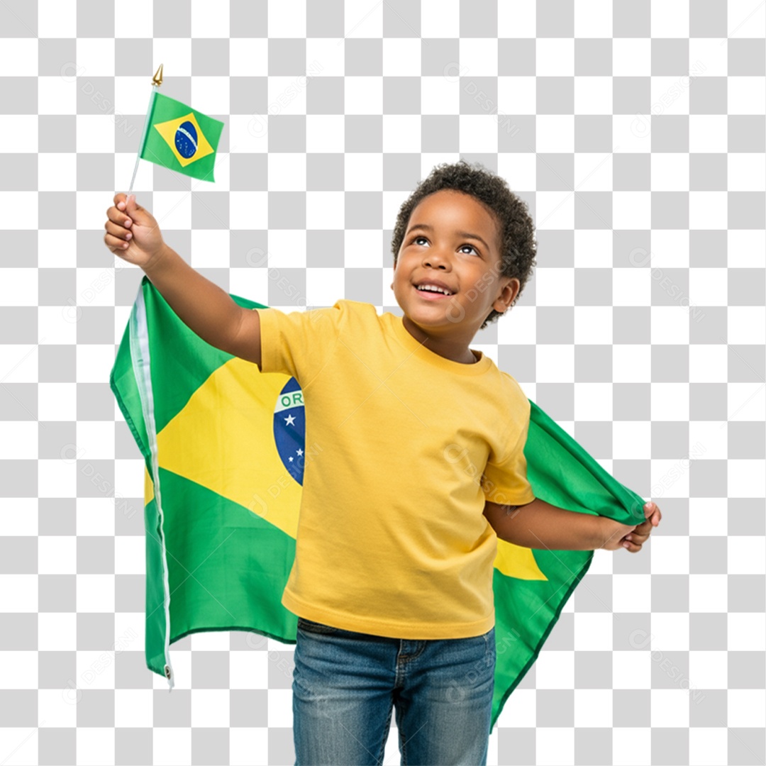 Criança com Camisa Amarela Dia da Proclamação da Republica PNG Transparente