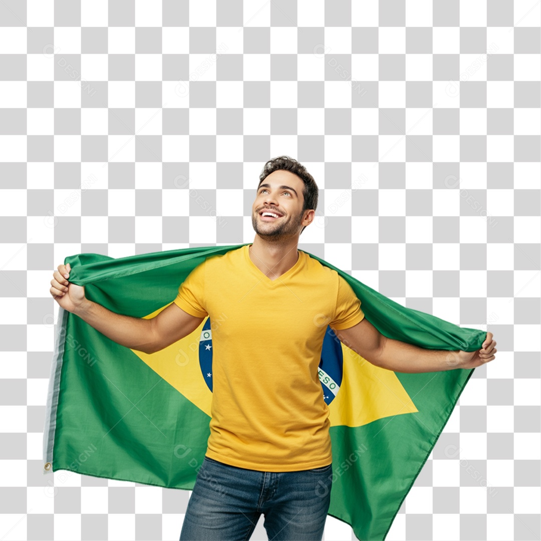 Homem com Camisa Amarela Dia da Proclamação da Republica PNG Transparente