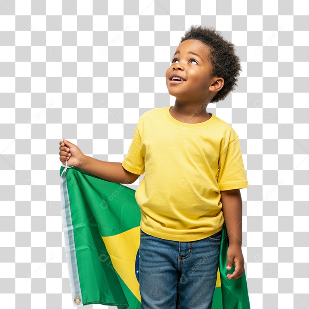 Criança com Camisa Amarela Dia da Proclamação da Republica PNG Transparente