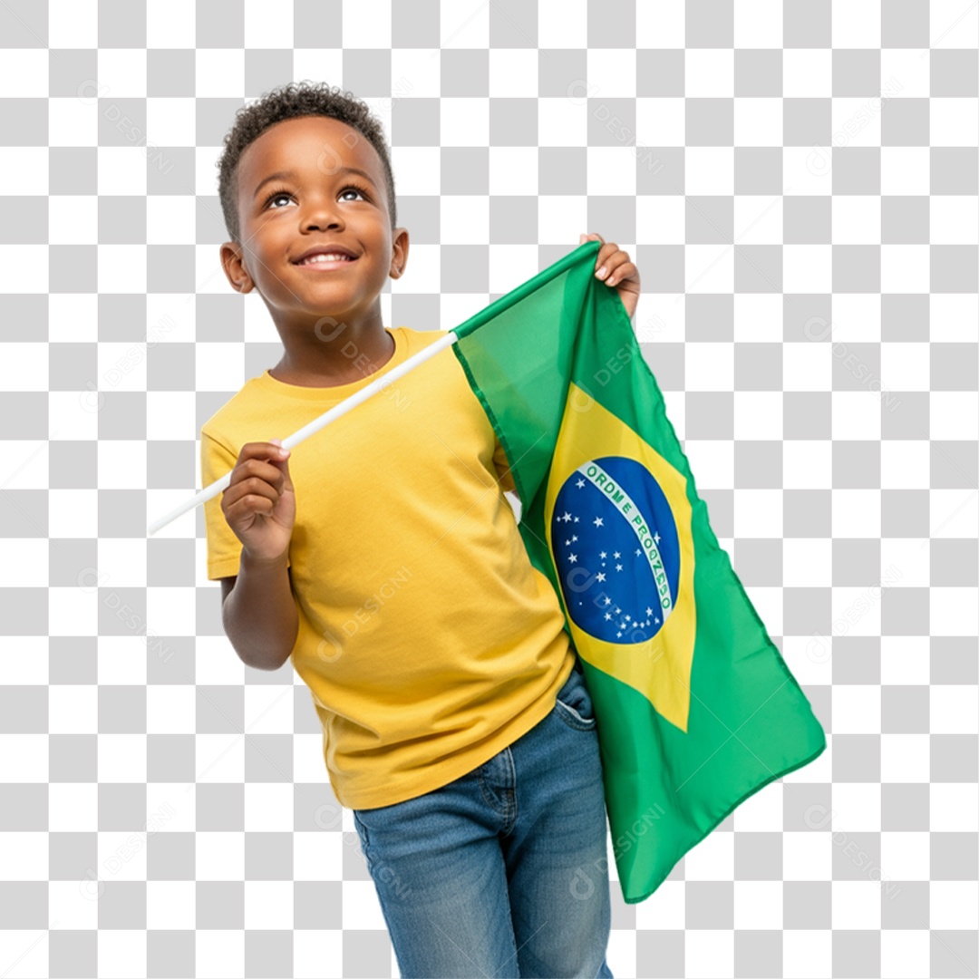 Criança com Camisa Amarela Dia da Proclamação da Republica PNG Transparente