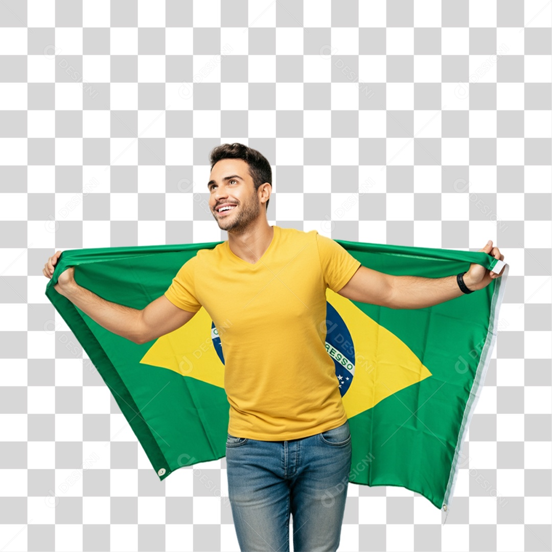 Homem com Camisa Amarela Dia da Proclamação da Republica PNG Transparente