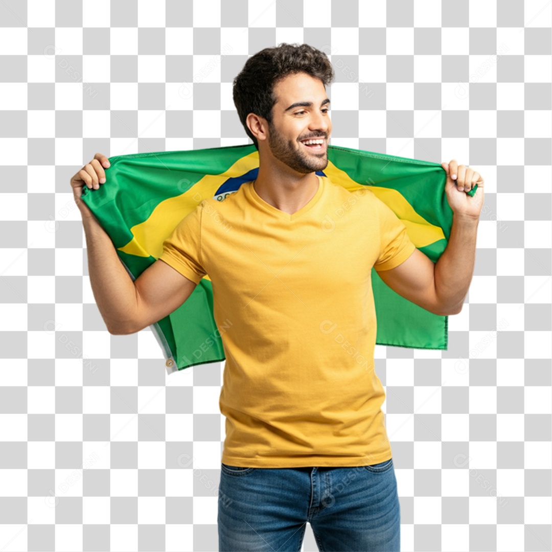 Homem com Camisa Amarela Dia da Proclamação da Republica PNG Transparente