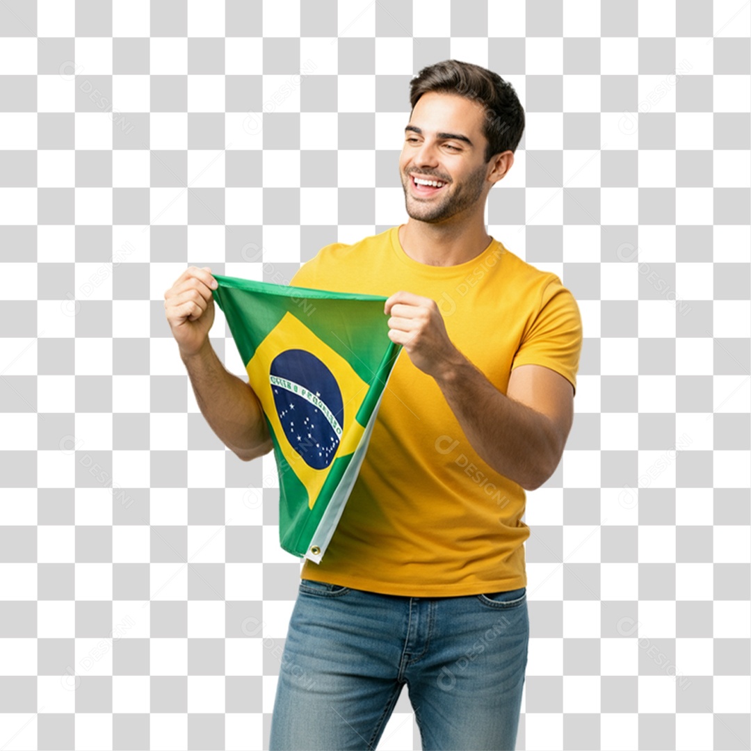 Homem com Camisa Amarela Dia da Proclamação da Republica PNG Transparente