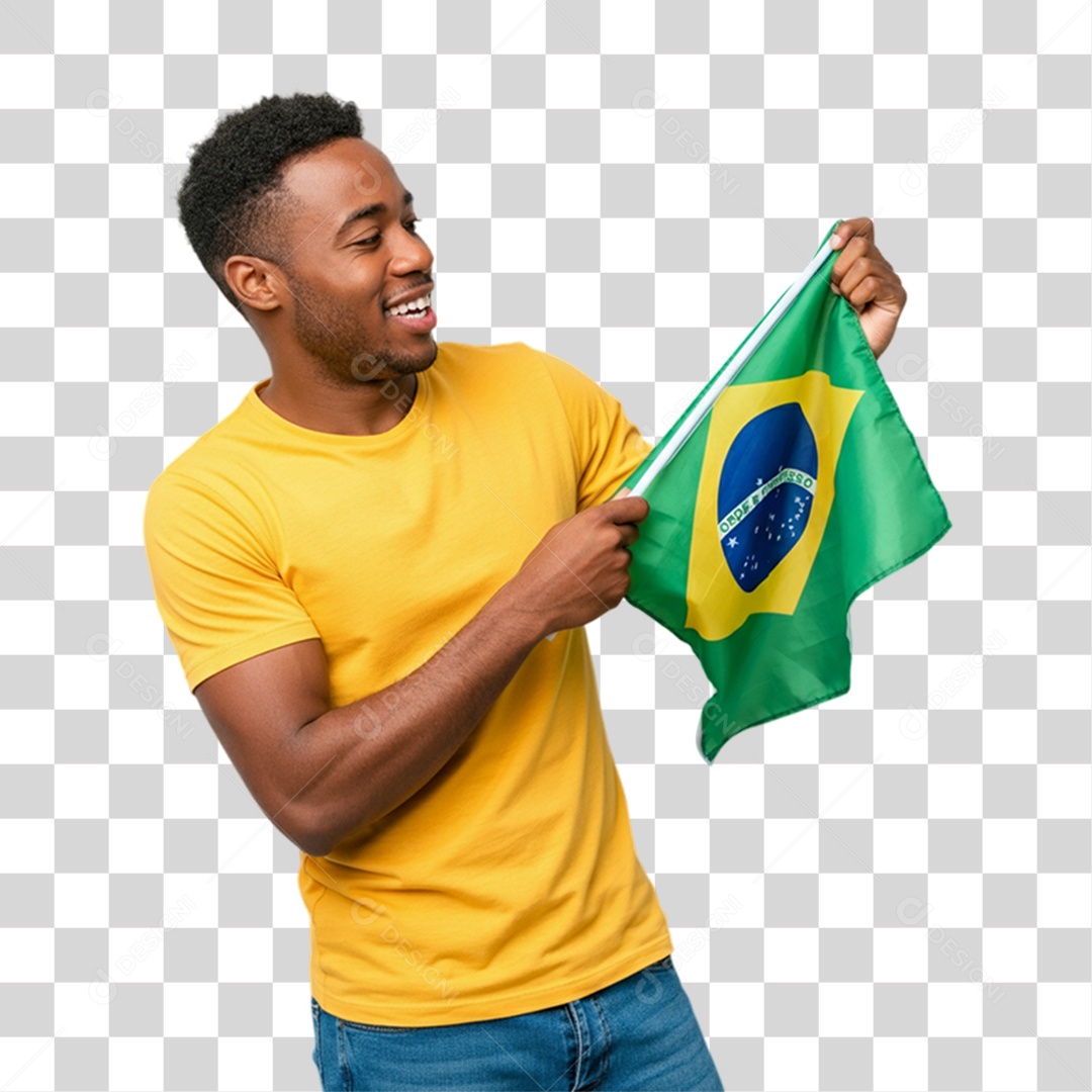 Homem com Camisa Amarela Dia da Proclamação da Republica PNG Transparente