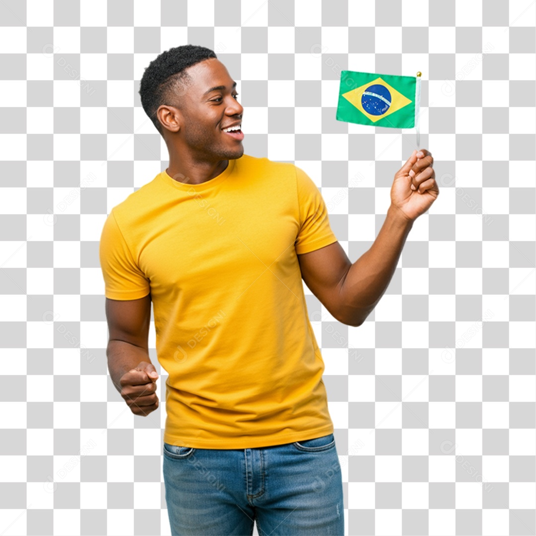Homem com Camisa Amarela Dia da Proclamação da Republica PNG Transparente