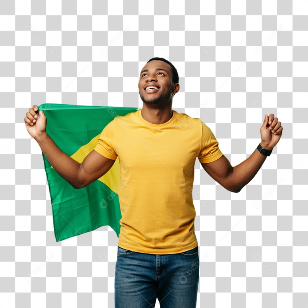 Homem com Camisa Amarela Dia da Proclamação da Republica PNG Transparente