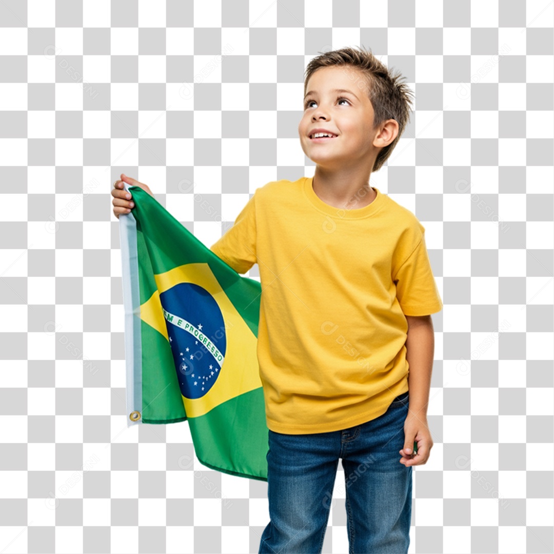 Criança com Camisa Amarela Dia da Proclamação da Republica PNG Transparente