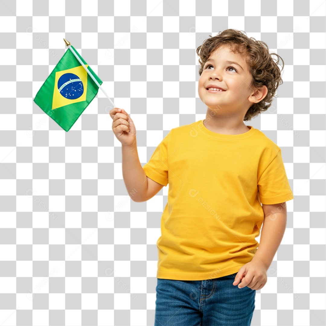 Criança com Camisa Amarela Dia da Proclamação da Republica PNG Transparente