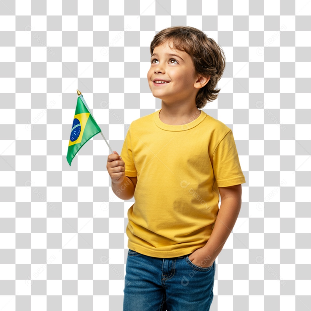 Criança com Camisa Amarela Dia da Proclamação da Republica PNG Transparente