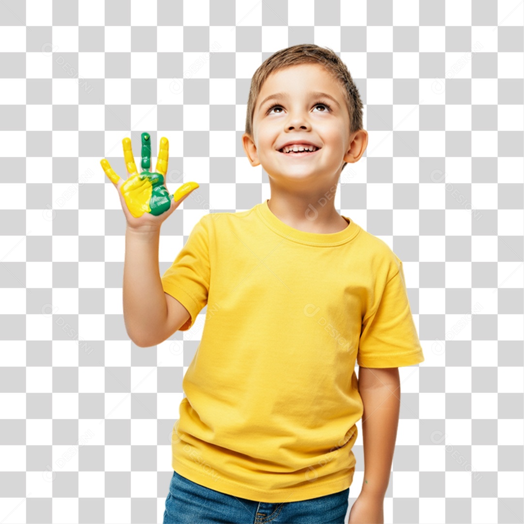 Criança com Camisa Amarela Dia da Proclamação da Republica PNG Transparente