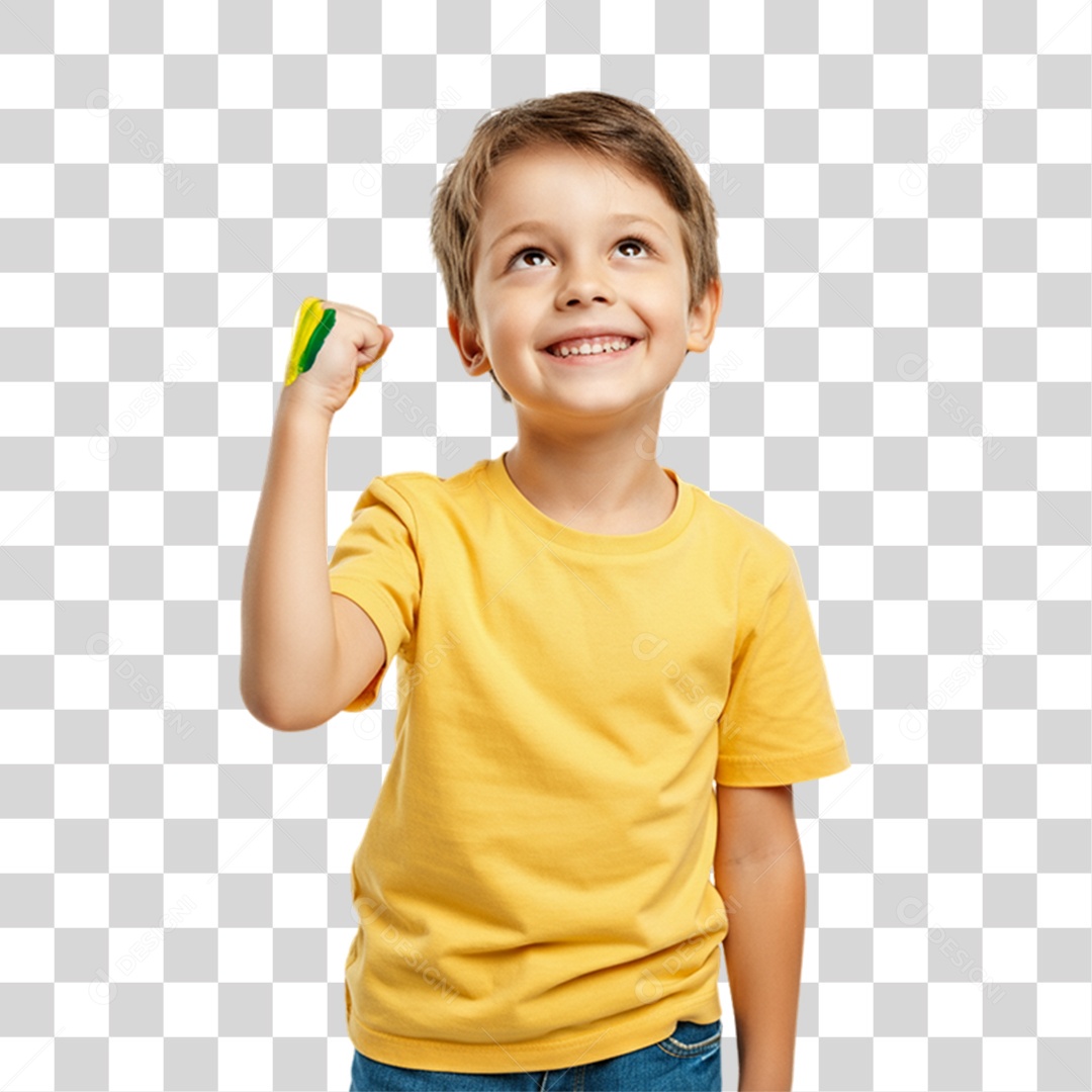 Criança com Camisa Amarela Dia da Proclamação da Republica PNG Transparente
