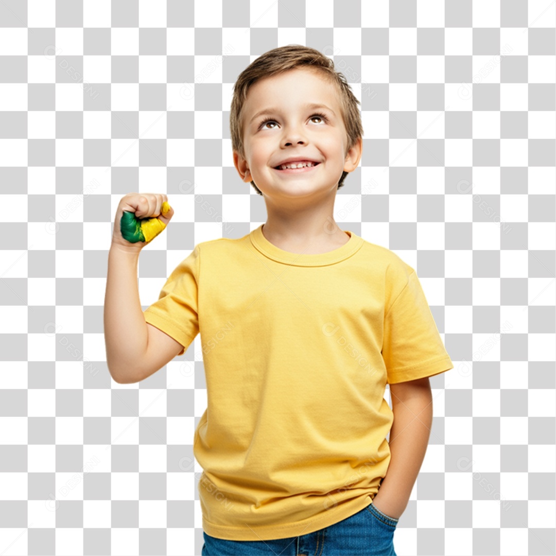 Criança com Camisa Amarela Dia da Proclamação da Republica PNG Transparente