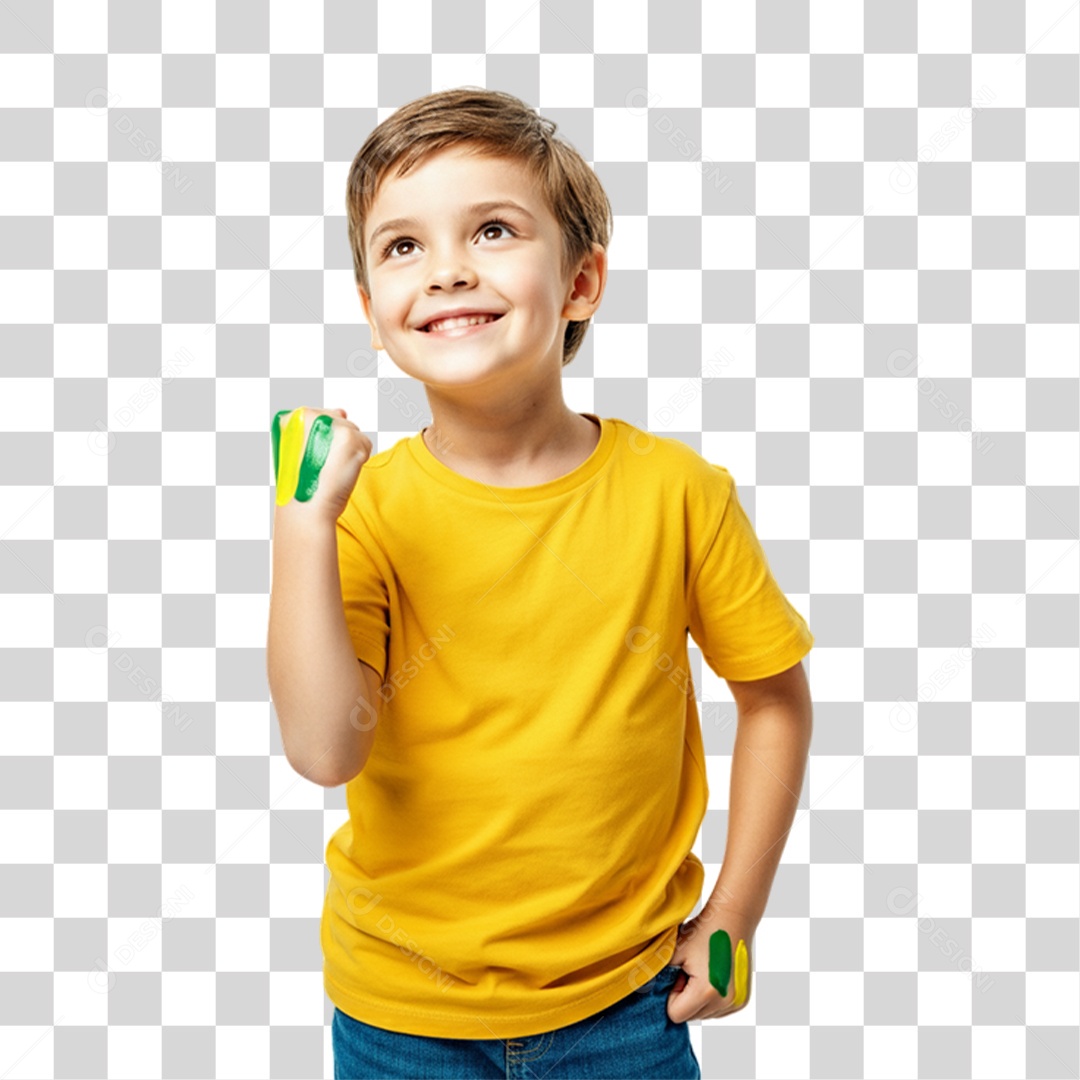 Criança com Camisa Amarela Dia da Proclamação da Republica PNG Transparente
