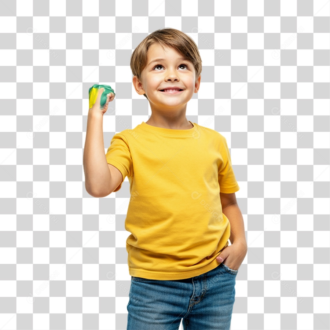 Criança com Camisa Amarela Dia da Proclamação da Republica PNG Transparente