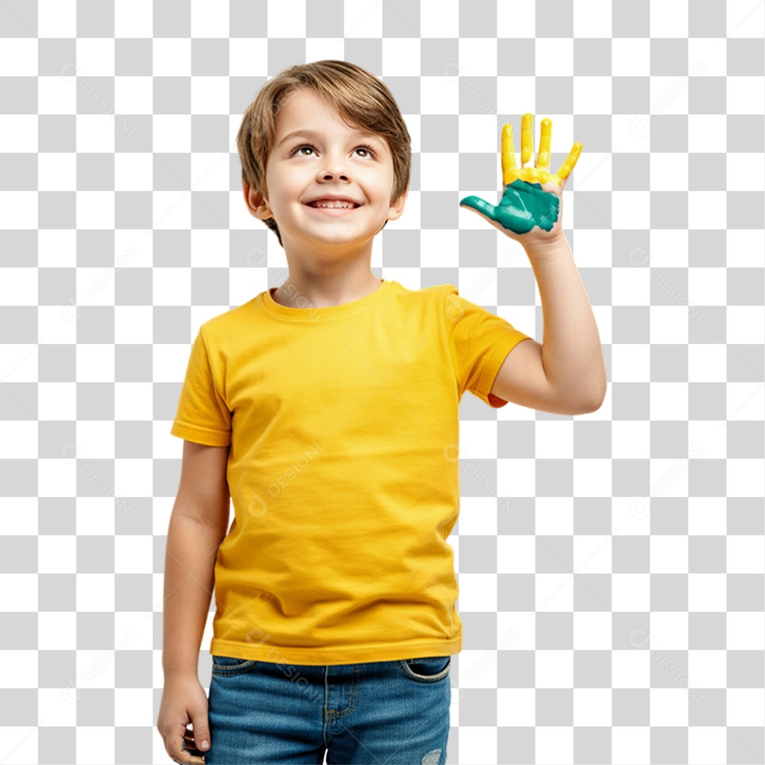 Criança com Camisa Amarela Dia da Proclamação da Republica PNG Transparente