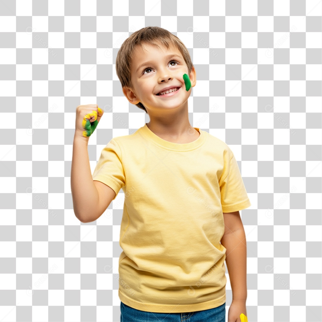 Criança com Camisa Amarela Dia da Proclamação da Republica PNG Transparente