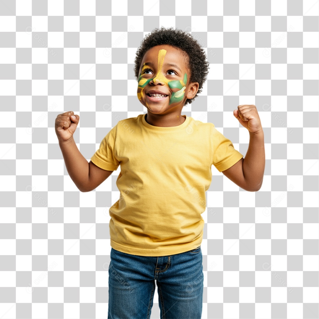 Criança com Camisa Amarela Dia da Proclamação da Republica PNG Transparente