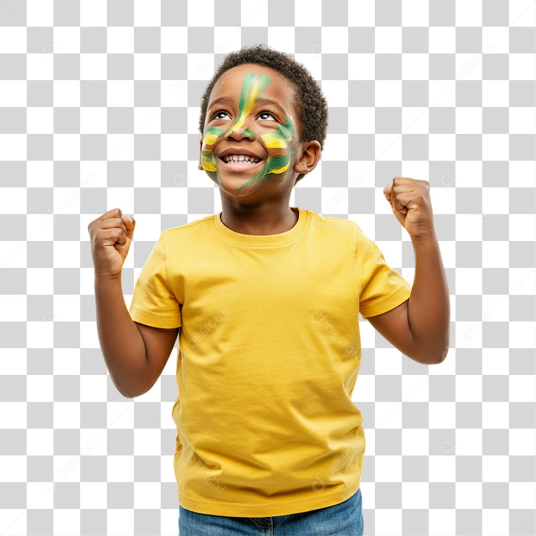 Criança com Camisa Amarela Dia da Proclamação da Republica PNG Transparente