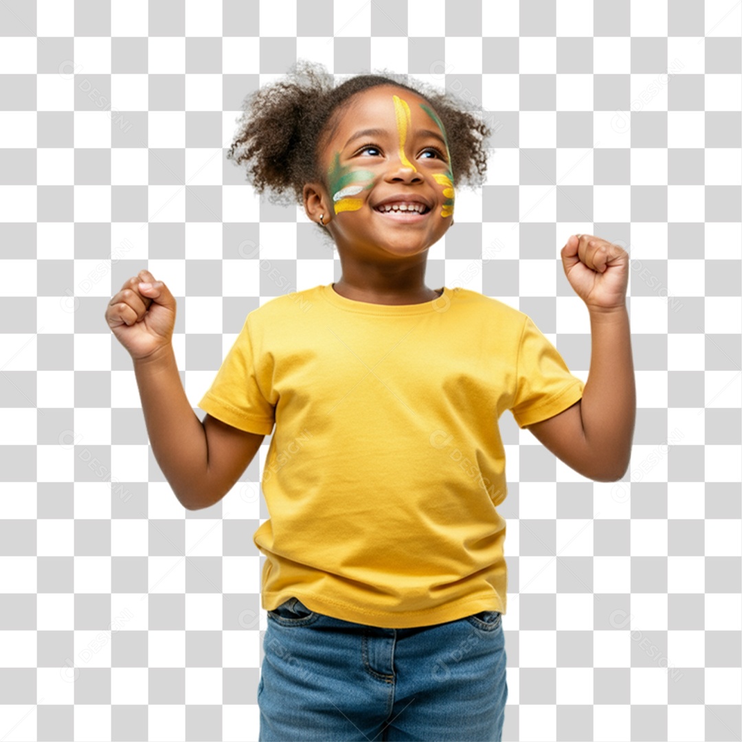 Criança com Camisa Amarela Dia da Proclamação da Republica PNG Transparente