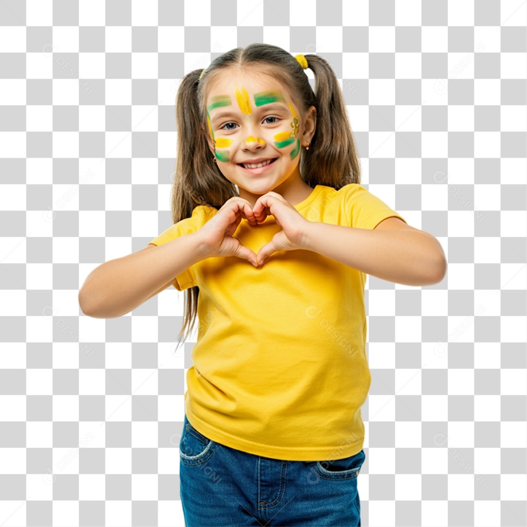 Criança com Camisa Amarela Dia da Proclamação da Republica PNG Transparente