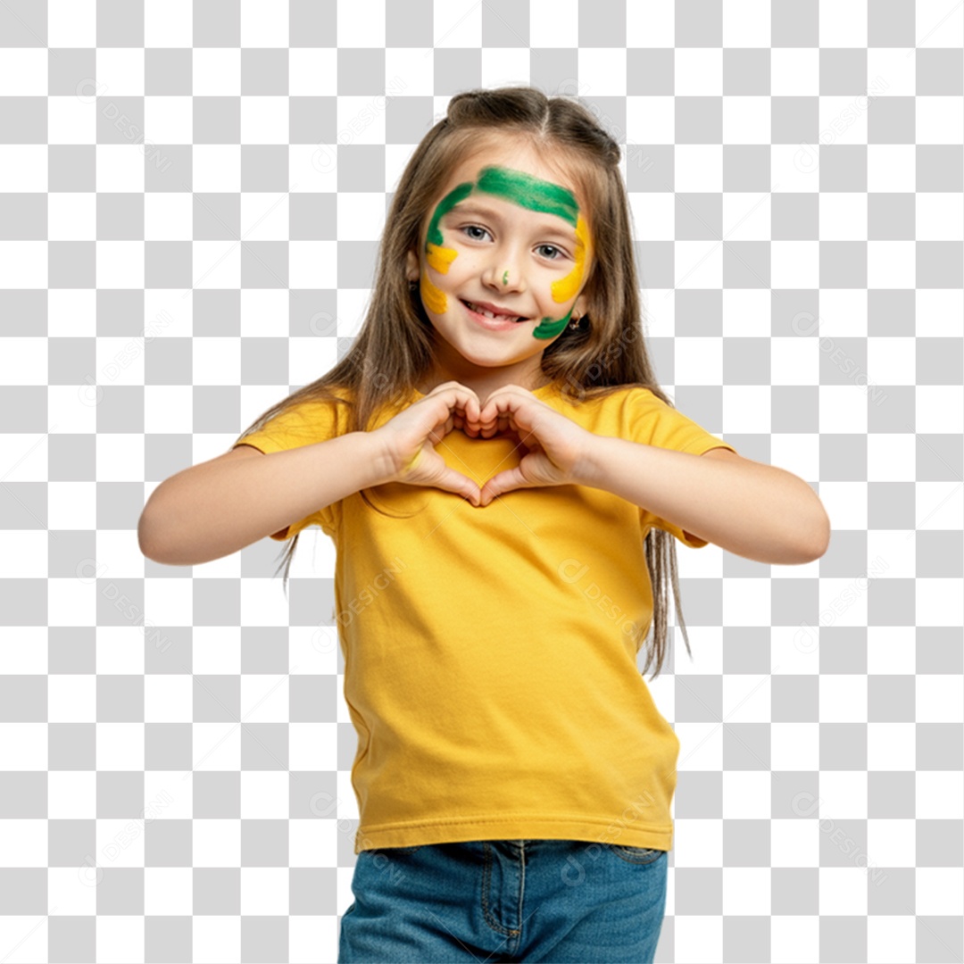 Criança com Camisa Amarela Dia da Proclamação da Republica PNG Transparente