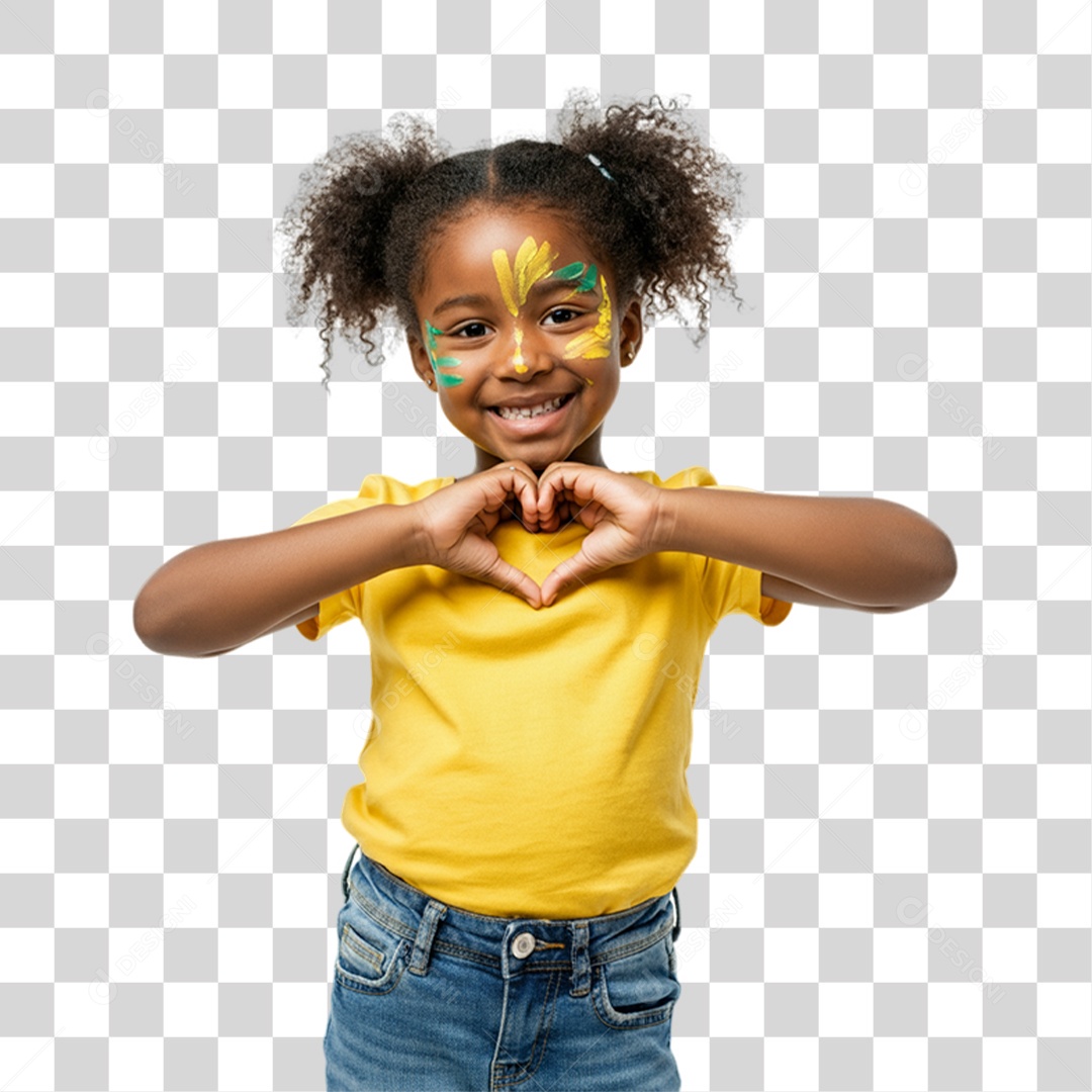 Criança com Camisa Amarela Dia da Proclamação da Republica PNG Transparente
