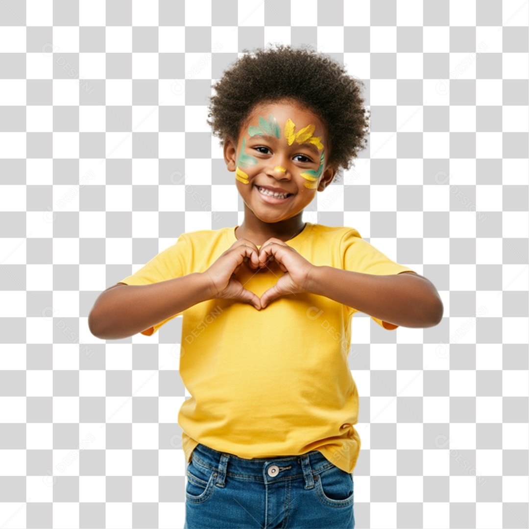 Criança com Camisa Amarela Dia da Proclamação da Republica PNG Transparente