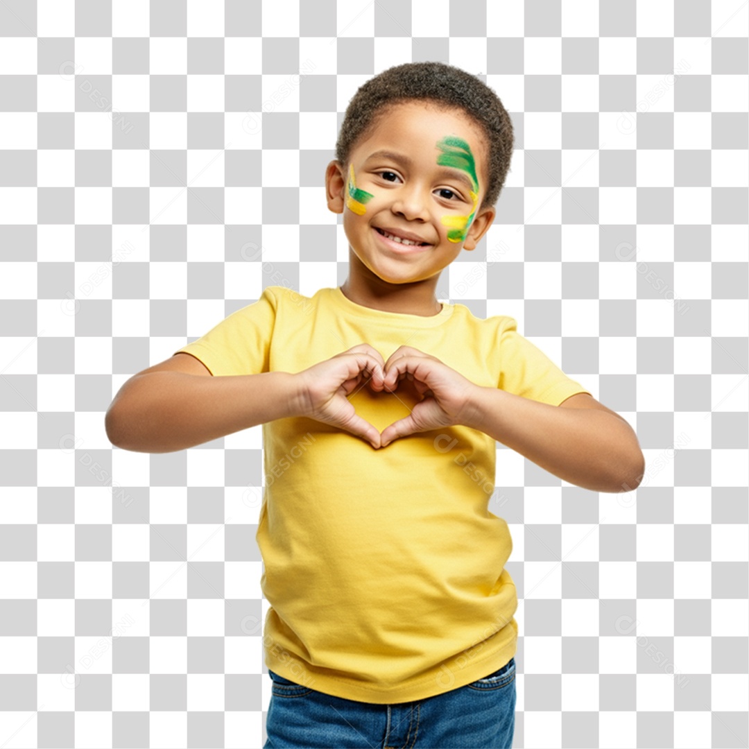 Criança com Camisa Amarela Dia da Proclamação da Republica PNG Transparente