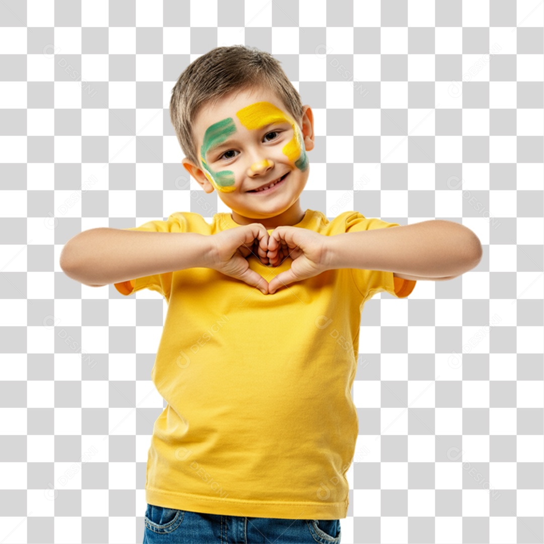Criança com Camisa Amarela Dia da Proclamação da Republica PNG Transparente