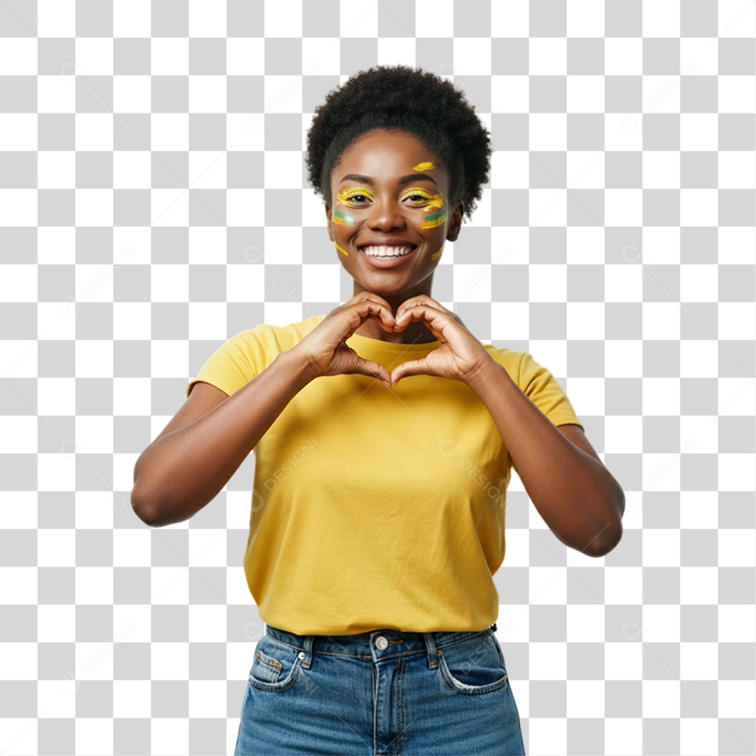 Mulher com Camisa Amarela Dia da Proclamação da Republica PNG Transparente