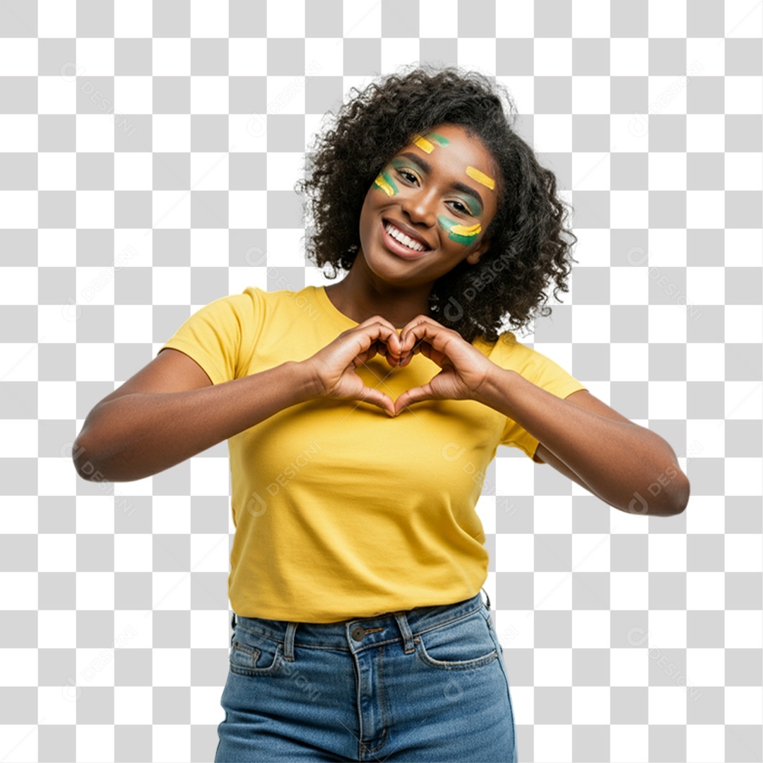 Mulher com Camisa Amarela Dia da Proclamação da Republica PNG Transparente