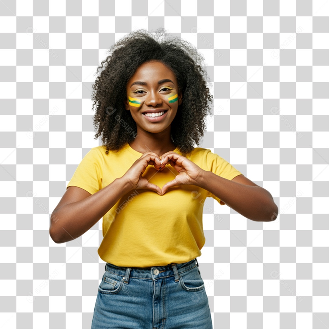 Mulher com Camisa Amarela Dia da Proclamação da Republica PNG Transparente